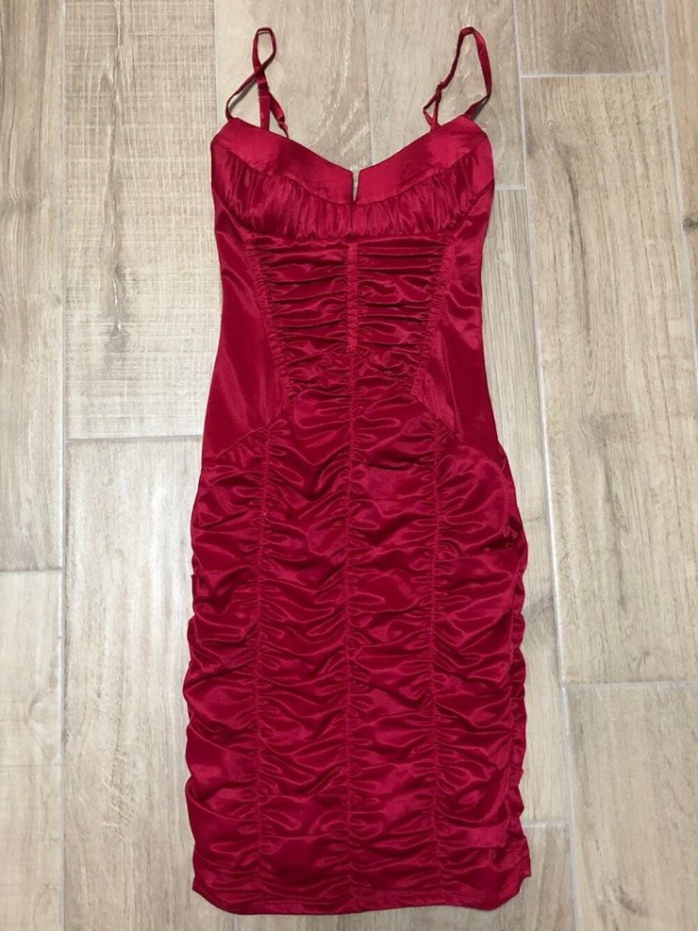 🌹 Bebe Vintage Red Ruched Bodycon Corset Dress - Small 🌹